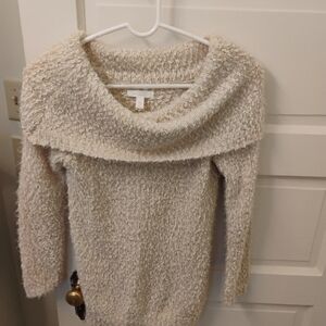 Cozy Cream Cowl Neck Sweater with Soft Texture